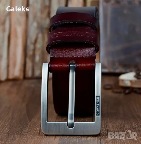 Мъжки, Стилни и спортни кожени колани COWATHER* Кафяви и Черни /Естест. кожа!, снимка 9 - Колани - 49757147