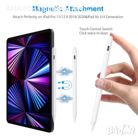 AMZCASE Stylus Pen/писалка за iPad 2018-2022-10/9/8/7/6th,iPad Mini 6/5th,iPad Air 4/3th,iPad Pro 11, снимка 6 - Таблети - 46679933