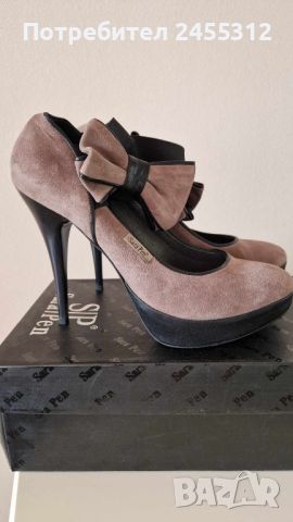 Дамски официални елегантни обувки от естествена кожа на висок ток 39 номер, снимка 3 - Маратонки - 45168708