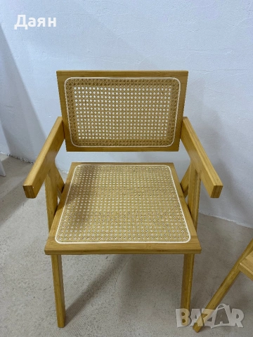 Комплект от 2 стола Costway от ратан с рамка от естествен бамбук - естествен цвят, снимка 5 - Столове - 53706664