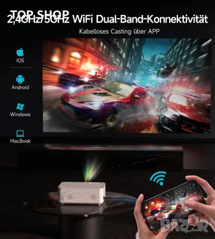 Мини Видео Android Bluetooth WiFi проектор z01/720p/9500 lm/ръчно фокусиране/дистанционно, снимка 2 - Плейъри, домашно кино, прожектори - 49308609