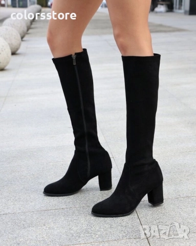 Ботуши на ток - черен велур - BRS10 , снимка 3 - Дамски ботуши - 51663070