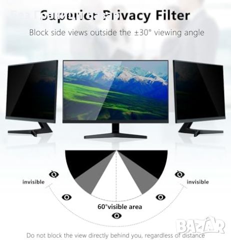 Нови 2 броя Протектор за Поверителност 24" Монитор, 16:9, Анти-Отблясък, снимка 3 - Фолия, протектори - 46528682