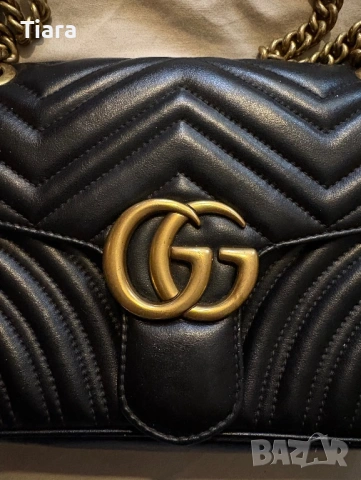 Оригинална Gucci GG Marmont – Черна естествена кожа, снимка 2 - Чанти - 54291904