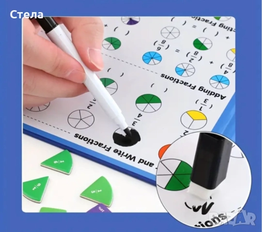 Магнитна детска книга за изучаване на дроби, снимка 6 - Други - 52945169