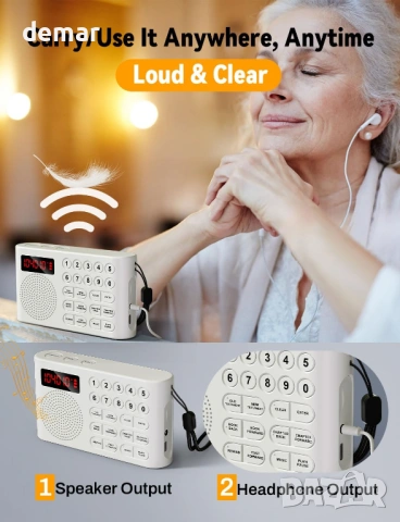 KJV аудио плейър за Библия (английски език) с жак за слушалки, големи бутони, бял, снимка 6 - Други - 53532963