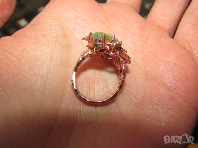 сребърен пръстен зелен кианит с размери 10x7 и тотално тегло 6.5гр, снимка 6 - Пръстени - 44958596