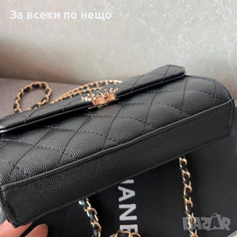 Chanel Дамска Черна Кожена Чанта С Къса И Дълга Дръжка С Торбичка На Марката Прада Шанел Код 66Btq8, снимка 2 - Чанти - 53753862