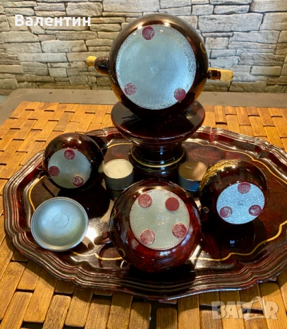 #0016# Винтидж комплект за чаено парти – калай, ръчно рисувана, Холандия (Tiel), снимка 6 - Сервизи - 50701196
