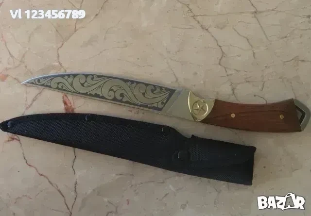 Ловен нож Пантера с гравирани флорални елементи на острието Ст 65х13, снимка 3 - Ножове - 54000913