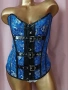 XL Син сатенен корсет с кожа / лак /, снимка 9