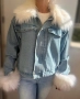 Ново дънково яке с косъм- реални снимки С рр, снимка 1