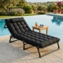 Сгъваемо къмпинг легло и градински шезлонг 2в1, с мек матрак и възглавница, Регулируем, Черен, 180x5, снимка 1