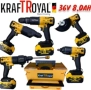 5в1 универсален комплект KraftRoyal с 5 приставки: винтоверт, гайковерт-импакт, перфоратор,водоструй, снимка 1