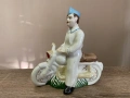 Винтидж порцеланова статуетка „Мотоциклетист“, Коростенски порцеланов завод, СССР, снимка 1