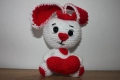 Плетено зайче в червено и бяло - ръчно изработено, снимка 2