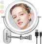 Огледало за грим с 20X/1X увеличение, за стенен монтаж с 54 LED светлини – разтегателно на 360° НОВО, снимка 1