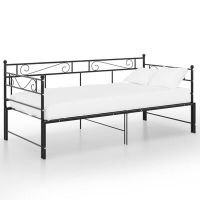 vidaXL Рамка за легло, разтегателен диван, черна, метал, 90x200 см(SKU:324752, снимка 1 - Спални и легла - 45648128