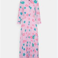 Дълга риза рокля в розов цвят с флорални мотиви, бранд YAS, снимка 1 - Рокли - 45743777