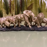 Декорация,статуя големите 5 животни на Африка в цвят злато, снимка 1 - Статуетки - 45354044