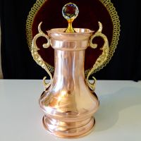 Медна кана,амфора,ваза с позлатен капак,кристал. , снимка 14 - Антикварни и старинни предмети - 45204154