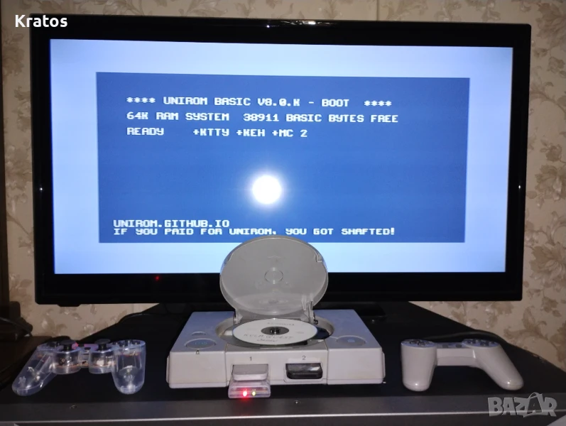 Хакната Sony PlayStation 1 "Unlocked" с FreePSXBoot & Tonyhax, като нова, с контролери и 30 игри, снимка 1