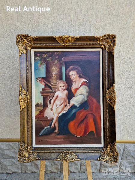 Уникална антикварна авторска майсторска белгийска картина масло върху платно, снимка 1