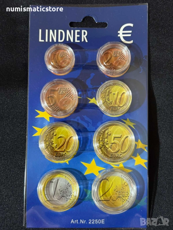 LINDNER – Опаковка за евро сет от 1 цент до 2 евро с капсули, снимка 1
