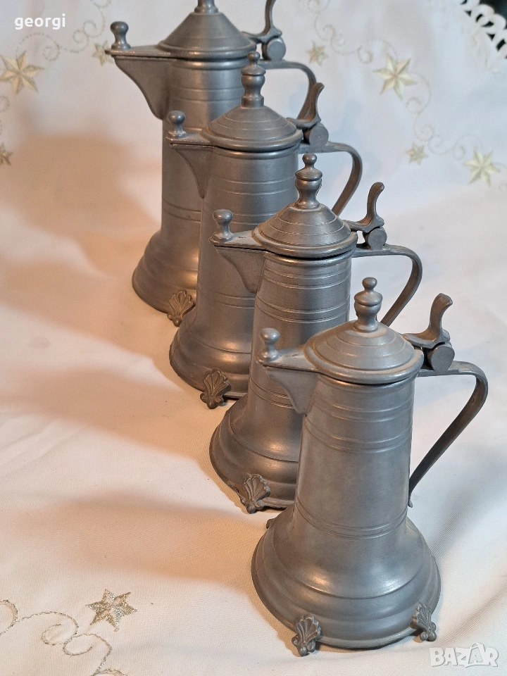 комплект 4 цинкови кани с похлупак 32/1, снимка 1