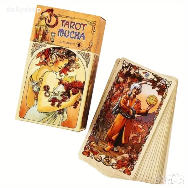 78 бр. Карти Таро Mucha Tarot, Игрални карти за гадаене Oracle English Visions Edition, снимка 1