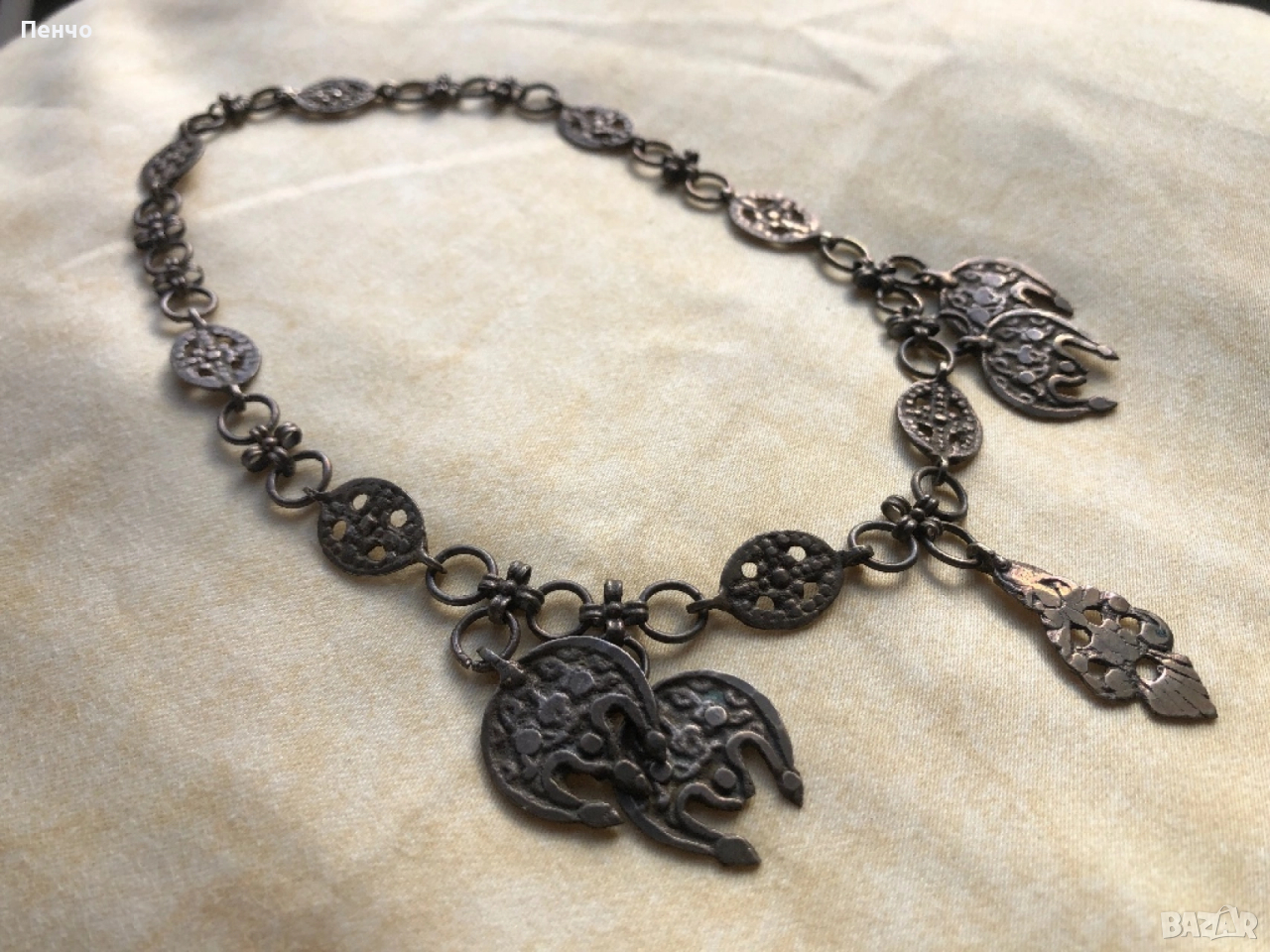 старинен, възрожденски сребърен накит/сокай, прочелник/ - сребро, сачан, снимка 1