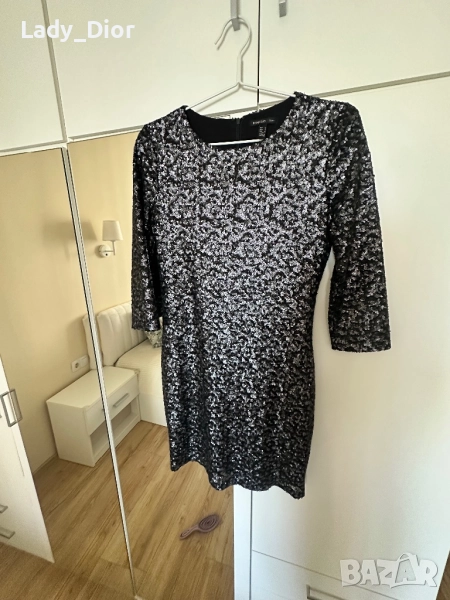 Mango черна рокля с пайети, снимка 1