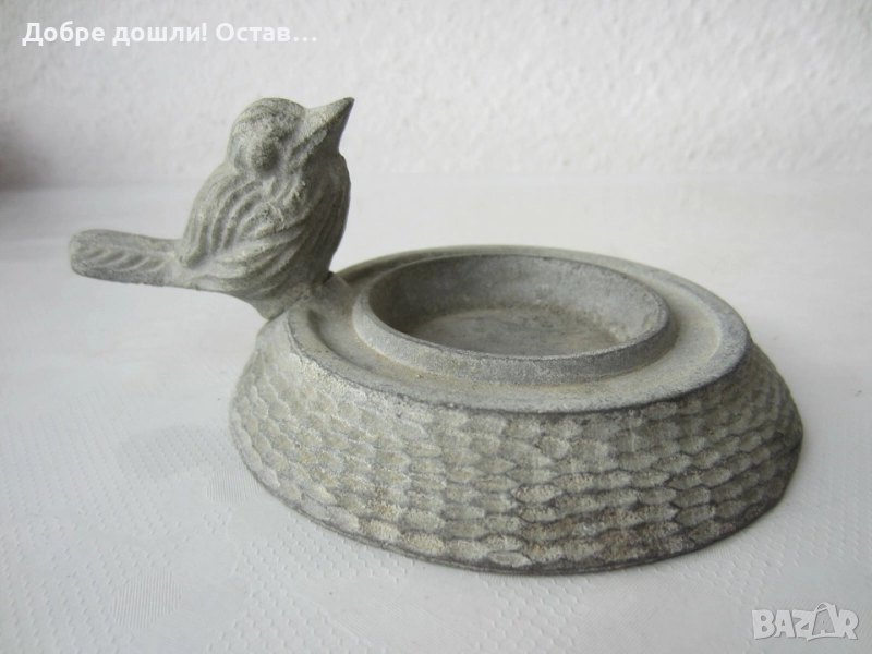 Различни пепелници с врабчета: Пепелник месинг бронз метал с врабче, желязо фигура , снимка 1