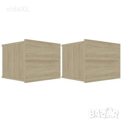 vidaXL Нощни шкафчета, дъб сонома, 2 бр, 40x30x30 см, ПДЧ（SKU:801060, снимка 1