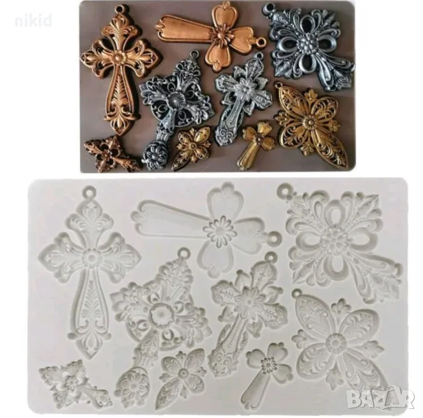 Различни голям кръст силиконов молд форма фондан шоколад гипс висулки, снимка 1