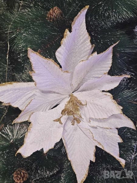 Коледна звезда декорация за елха White Christmas, снимка 1