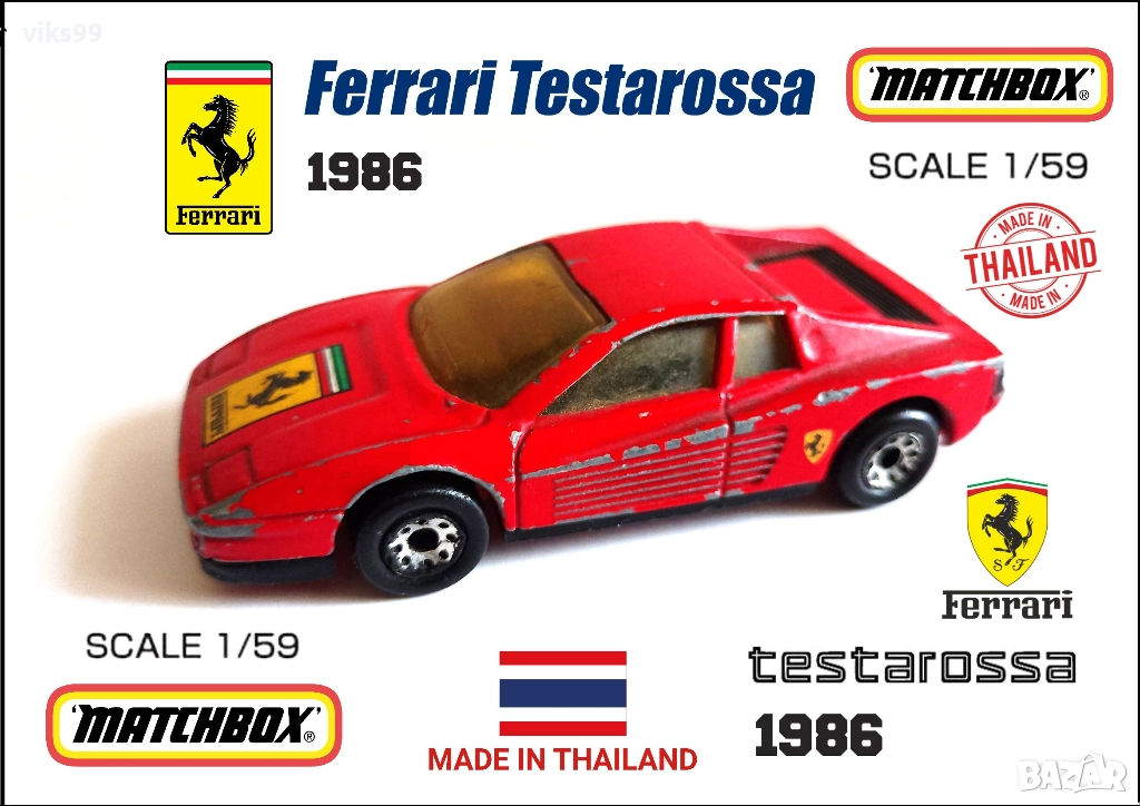 Ferrari Testarossa Matchbox 1986 Made in Thailand, снимка 1
