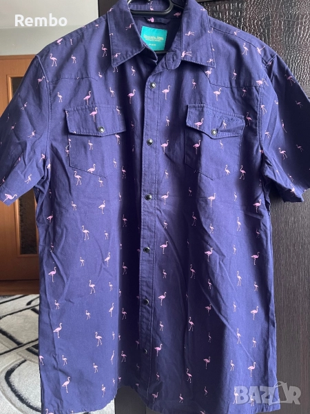 Мъжка риза с дизайн фламинго, снимка 1