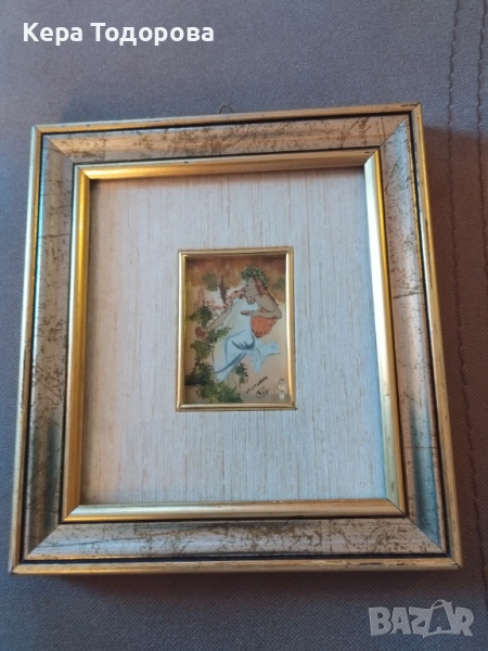 Старинна картина с златен варак и гаранция, снимка 1