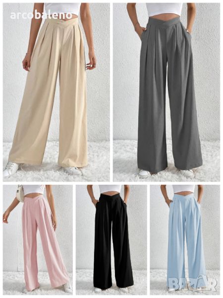 Широки дамски свободни плисирани ежедневни панталони, 5цвята , снимка 1