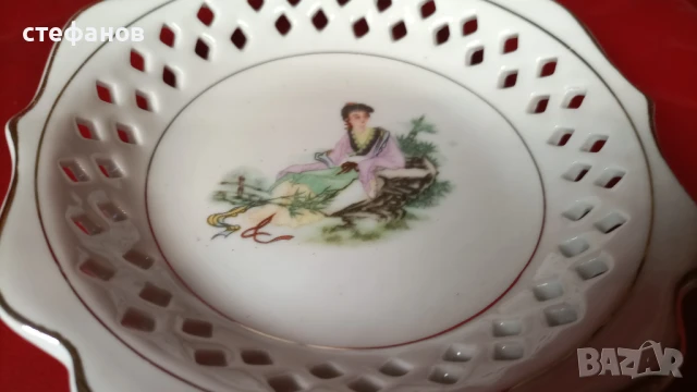 Три порцеланови чинии за мезета, рязан порцелан, снимка 3 - Чинии - 51355794