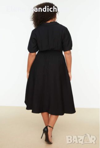 2XL Макси Дамска рокля Trendyol Curve черна с ластик на талията кръста, снимка 4 - Рокли - 46240441