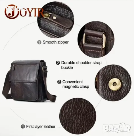 Мъжка кожена чанта през рамо с Творческа визуализация (в Черно и Кафяво)!, снимка 10 - Чанти - 49902532