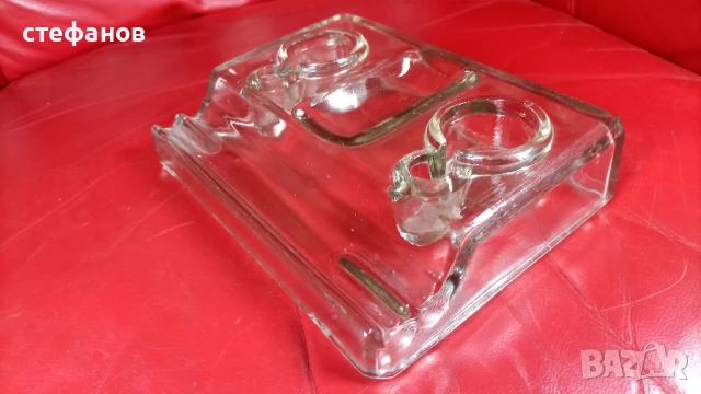 Ретро стъклена мастилница от едно време, неползвана, снимка 6 - Антикварни и старинни предмети - 51143166