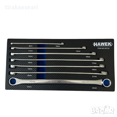 Комплект Дълги Прави Звездогаечни (Удължени) Ключове HAWEK 7 части – 8-24 мм, снимка 3 - Други инструменти - 50720926
