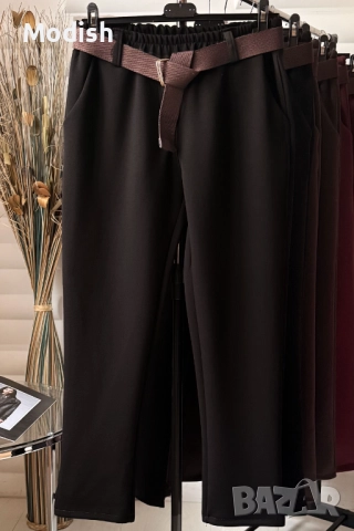 Еластичен панталон с прави крачоли и колан 7064, снимка 5 - Панталони - 52882353