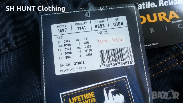 BLAKLADER 1497-1141 Service Work Trousers Denim Stretch размер XXL работен панталон W4-407, снимка 11 - Панталони - 51968606