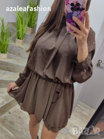 Рокля с бляскави частички цветове, снимка 16 - Рокли - 52692561