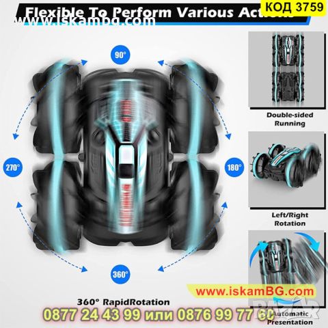 Играчка кола амфибия със сензорно дистанционно управление на ръката - КОД 3759, снимка 13 - Коли, камиони, мотори, писти - 45357176