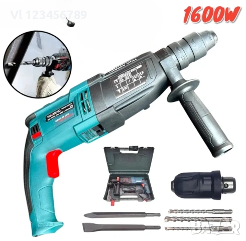 Перфоратор 1200W + Mukcep за бетон 2400W Kraft RoyaL, снимка 3 - Перфоратори - 54089630